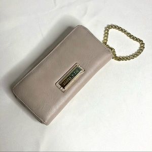 Olivia + Joy Wristlet Wallet Clutch Beige Chain